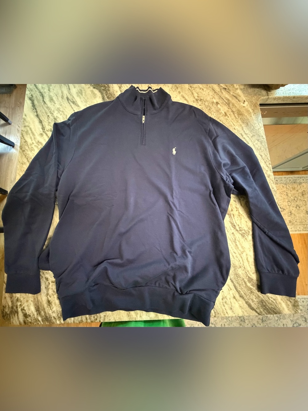 Men L Navy Polo Golf by Ralph Lauren Performance Terry Jersey 1/4 Zip Pullover.